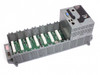 ICP DAS XP-8741 XPAC industrial PC viewed from front-right showing full backplane with all 7 open I/O slots and CPU module