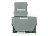 ICP DAS i-87018Z module and DB-1820 daughter board — top/rear view showing barcode labels and CE marking