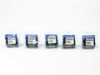 Lot of 5 Zebra PL5 black printer ribbons individually wrapped in plastic with barcode labels, front view