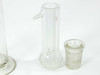 Kontes-branded glass column with 45/40 ground glass joint and frosted glass stopper — detail view