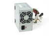 Dell NPS-250KB A 170W desktop power supply — angled front view showing IEC inlet, 80mm cooling fan, and Molex/ATX output harness
