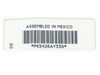 Apple M2980 keyboard bottom label close-up showing barcode and assembly code PK5426AY33G, Assembled in Mexico