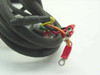 Output cable end of NEC 9712-305-491B showing multi-conductor wires with ring terminals and bare wire ends in red, yellow, green, orange, and black