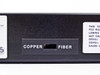 Black Box MX330A-D rear panel close-up showing Copper/Fiber selector label and fiber optic port