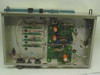 Marsh-McBirney Model 500 internal view from above — green circuit boards, capacitors, wiring, and chassis construction visible with cover removed