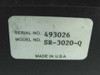 Black Box SR-3020-Q serial number label showing Serial No. 493026, Model No. SR-3020-Q, Made in U.S.A.