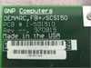 GNP Computers DEMARC FB+/SCSI50 PCB label showing part number 1-501510, Rev 970815, Made in the USA, and barcode 1-501511AH