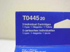 Epson T044520 close-up of box label showing 3 Individual Cartridges 1 Cyan 1 Magenta 1 Yellow for Epson Stylus