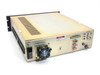 Miteq U-8153/38152 C-Band Upconverter – rear three-quarter view showing AC power inlet, cooling fan, remote interface connectors, and RF output port