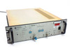 Miteq U-8153/38152 C-Band Upconverter – front panel view showing Gain Adjust, Alarms, Remote, and Frequency Select controls with RF Monitor port