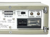 HP 37203A HP-IB Extender rear panel close-up — serial data rate selector (Normal/1/4/1/16), IEC AC power inlet with fuse pull, Optical Fibre Transmit and Receive SMA connectors, Option 001 label