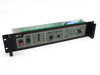 Varian VJW6703AR00 TWTA HPA Remote Control Unit – front panel angled view showing power switch, lamp test button, status/alarm indicators, and directional switch diagram