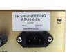 IF Engineering PS-24-6-2A label closeup showing model number, OUFA1 designation, date code 9802, serial number, and phone number