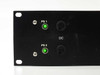 MC-8X32-LB1-F-2 front panel closeup showing PS1 and PS2 power indicator LEDs (both green) and DC label