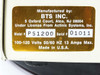 BTS PS1200 Power Controller rear panel showing IEC inlet, fan, terminal block, duplex outlet, and J4 connector