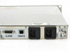 ARG 2400 Distribution Amplifier rear panel right section showing DB-15 ALARMS port, RJ-45 REMOTE port, and dual IEC C14 power inlets with CE mark