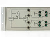 Telecomm Engineering 142001-1 – left-side front panel detail showing antenna symbol, LHPOL/RHPOL feed paths, Magic T combiner diagram, LH and RH indicator LEDs