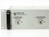 Miteq 6107 left side of front panel — close-up of FM Demodulator and Phase Modulator output level potentiometers with MAX markings, Miteq Inc. Hauppauge N.Y. badge