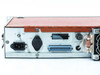 STS Statcom upconverter rear panel detail showing AC INPUT IEC inlet, GND post, VRI connector, J4 parallel D-sub, J5 connector, and fan fuse holder