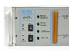 Mitec MC3719A front panel left section showing PSU 1 and PSU 2 switches, ON and FAULT indicators, and lamp test button