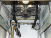 Xicom Technology rack cabinet — top interior view showing dual large cooling fans mounted in fan tray with braided power cables