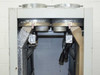 Xicom Technology rack cabinet — top front opening showing dual fan housings with foil-insulated air ducts and multi-pin power connectors