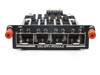 Dell PHP6J PC8100 10G SFP+ Module — straight-on front port face view showing four open SFP+ cages labeled 10G SFP+ MODULE with LNK and ACT LEDs