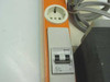Siemens NL 16A 2-pole circuit breaker and Schuko outlet detail on orange Knurr PDU