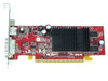 ATI Radeon X600 128MB PCIe video card – component side showing heatsink, capacitors, and bracket with DVI-I and S-Video outputs