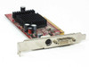 Dell H9142 ATI Radeon X600 128MB PCIe video card – front bracket side showing DVI-I and S-Video ports with passive heatsink