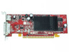 Dell J9133 Radeon X600 low-profile video card — component side view showing heatsink, capacitors, DVI-I port, and S-Video connector on bracket