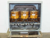 Acme Electric DTGB-075-4S interior view showing three toroidal transformer cores with hand-labeled coils and terminal bus bars