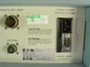 Eaton CIU-7 rear panel label close-up — Eaton Advanced Electronics model plate showing Model CIU-7, Input Unit B, P/N 005656-001, Ser. 0209-06101, 115/230 VRMS, 50–400Hz rating, TESTED sticker visible