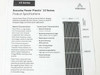 Konarka Power Plastic 10 Series spec sheet close-up — readable construction specs including 0.5mm thickness, -20°C to 65°C operating range, solderable leads, and laminate encapsulation
