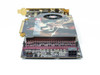 ATI All-In-Wonder X1800XL — top edge view showing pink fin heatsink, 6-pin PCIe power connector, and card PCB thickness