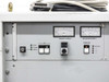 Balzers RFS 302 – front panel close-up showing Incident Power and Reflected Power analog meters, Mains/Standby/Remote switch, RF controls, and Overload/Interlock indicators