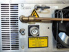 Fritz Hüttinger RF output section – close-up of X2 OUTPUT and X2 INPUT coaxial connectors (50 Ohm), copper RF bar, BNC connector, and Vorsicht HF-Spannung 1000 Vp warning label