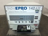 Epro 142AX front panel close-up with drawer open showing NX29F010-PLCC EPRO adapter card installed in test fixture with PLCC socket