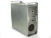 Apple Mac Pro A1186 tower – left-side front three-quarter view showing optical drive bays, SuperDrive slot, and front fan vent