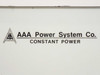 AAA Power System Co. Constant Power logo nameplate close-up on cabinet side panel