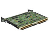 Curtiss-Wright SVME-414 VME board angled rear-left view showing VME P1/P2 backplane edge connectors and green PCB with populated ICs