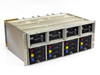 Det Tronics Rexnord Model 880 Gas Detection Monitor mainframe with four monitor modules installed in rack – front panel three-quarter view