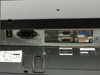 Samsung 400PXn rear left port cluster close-up showing IEC AC power inlet, two DB-9 VGA ports, one DVI port, and power switch