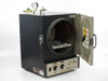 Lab-Line 3620ST Duo Vac Vacuum Oven with door open revealing circular vacuum chamber interior, foil-lined shelf, and door seal
