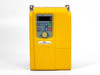 Rhymebus RM6E1-2005B3 VFD – front panel view showing digital display, PROG/RUN/STOP controls, and label reading 3PH AC200V 5HP/3.7kW