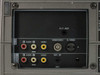 Eiki LC-180 rear input panel close-up: AV IN (R Audio, L Audio, Video RCA), VIDEO BNC, S-VIDEO, MONITOR OUT (R Audio, L Audio, Video RCA), EXT SP, R/C Jack