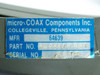 Micro-Coax Components Inc. label showing Part No. PO.9981.K001, MFR 64639, Serial No. visible – label closeup