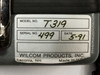 Wilcom T319 optical level meter bottom label showing model T319, serial 499, date 5-91, Wilcom Products Inc Laconia NH Made in USA