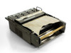 Graphtec WR3320 Linearcorder 4-channel flatbed chart recorder — three-quarter front view with chart paper loaded and AZ3302 modules visible on top