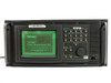 Tektronix VM700T Video Measurement Set front panel angled view showing full CRT display with VM700T splash screen and complete button layout